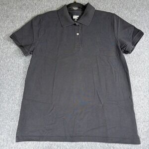 Lands' End Polo Shirt Womens M 10-12 Black Cotton Preppy Golf